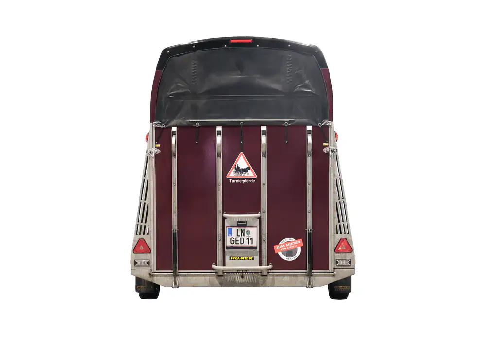 Pferdeanhänger Bücker Carline L Rückansicht - zum Mieten bei Geddy Consult GmbH