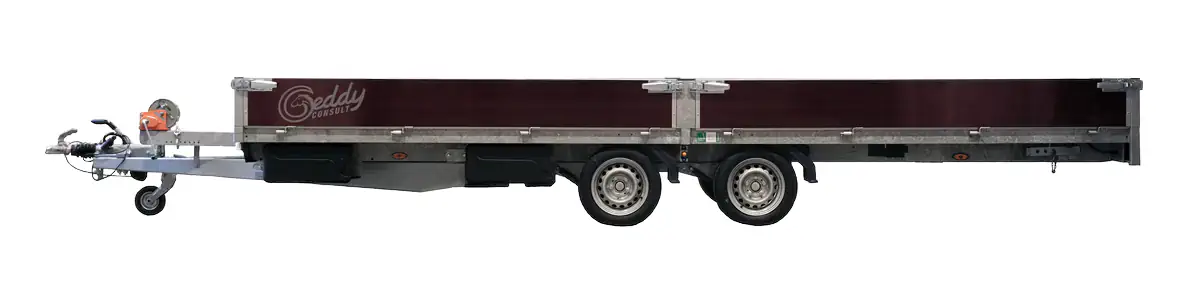 Transportanhänger Eduard - Seitenansicht geschlossen, Doppelachser zum Mieten bei Geddy Consult GmbH